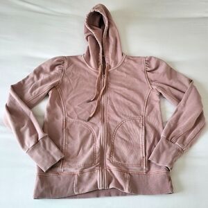 ANTHROPOLOGIE Daily Practice Pink Abstract Zip Up Hoodie Sweatshirt